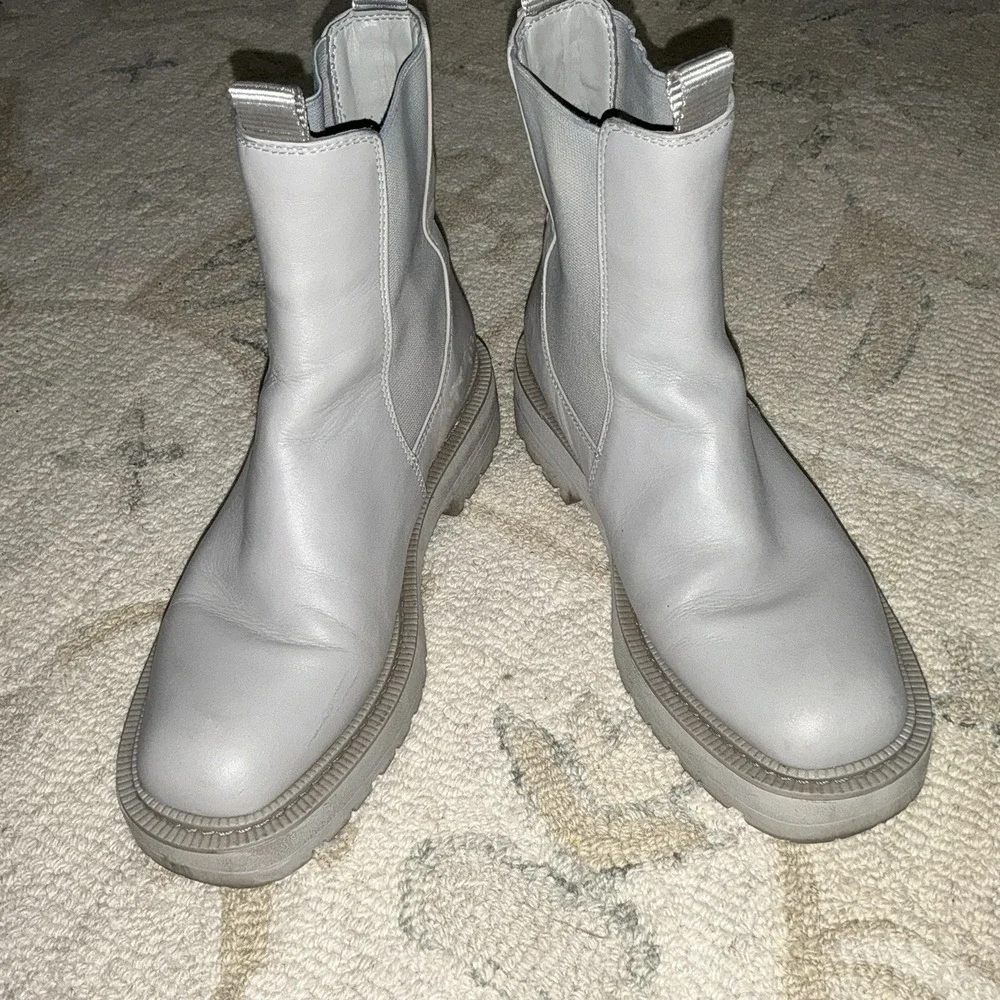 Sam Edelman Laguna Womens Leather Chelsea Boots‎ Light Grey Waterproof Size 7